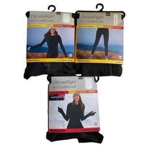 CUDDL DUDS 3 Piece LONG SLEEVE CREW THERMAL GUARD FLEECE LEGGINGS BASE LAYER SET